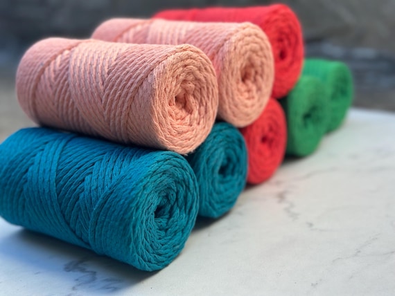5mm Braided Recycled Cotton Cord: Macrame, Crochet, Weaving Yarn
