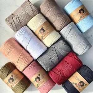 2mm Macrame Cord: 100% Recycled Cotton 3-Ply Rope (135 Feet)