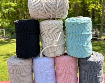 Cuerda de macramé de algodón de 3 mm: fibra reciclada de 2 capas, 139 metros