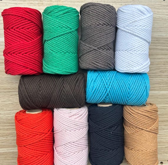 4mm Recycled Cotton Macrame Rope: 3-Ply Twisted Strand, 145m