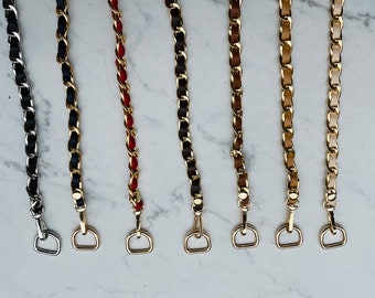 Correa de cadena metálica para bolso de 40 pulgadas con piel sintética y anillas en D.