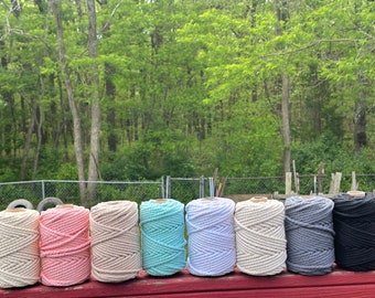 Cuerda de macramé de algodón de 5 mm: cordón de 3 capas para manualidades, 50 metros