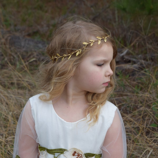 Delicate Gold Leaf Crown, flower girl, little girl photoshoot, costume, fairytale pictures,