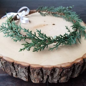 Winter crown, forest crown, woodland theme crown, winter green, bridal, brides maid, baby shower, nymph crown, newborn crown, maternity