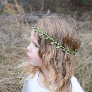Delicate green leaf crown,  flower girl, little girl photoshoot, costume, fairytale pictures