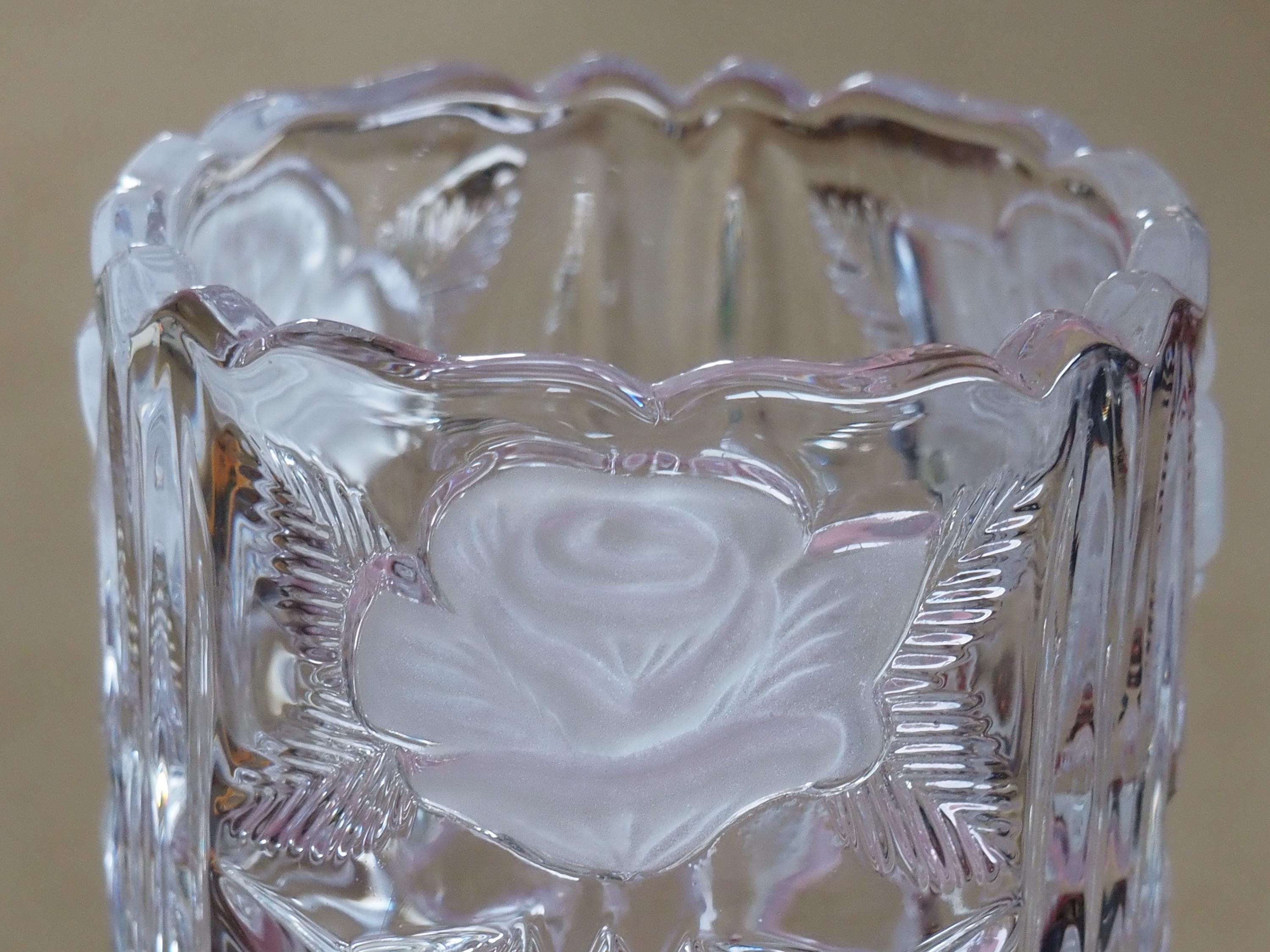 ヴィンテージ アンナ ヒュッテ 重厚鉛クリスタルガラス フロストローズ