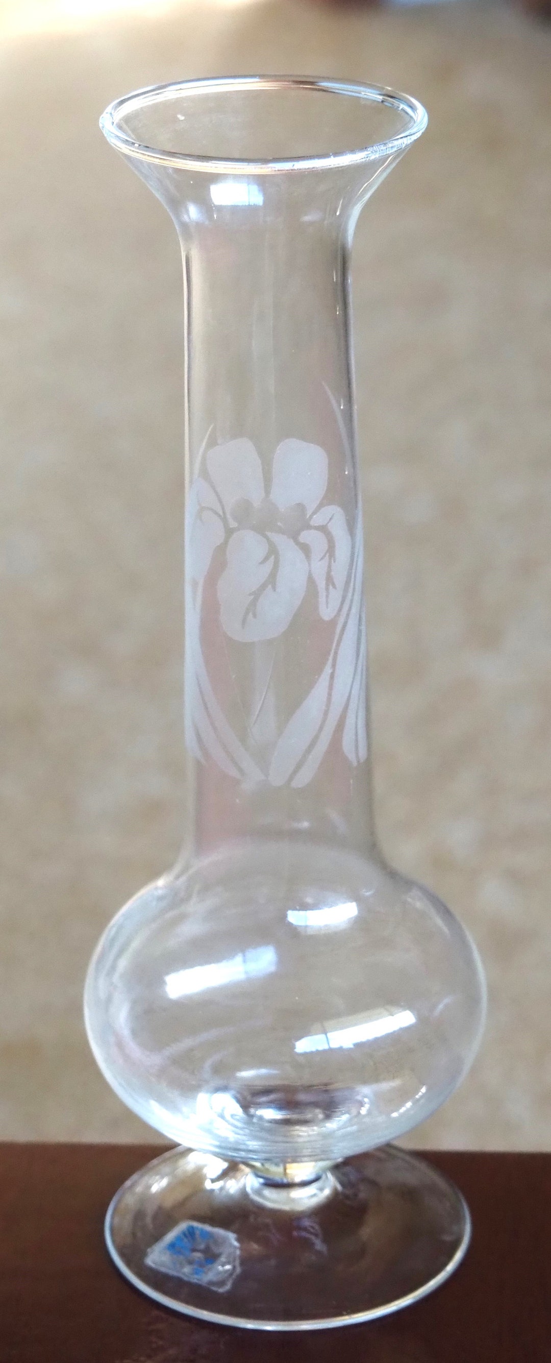 Rayware Glass Vintage Turkish Ray Ware Glass Vase With Etched Floral Motif. - Etsy