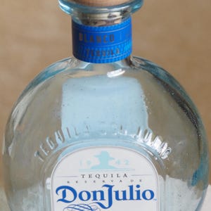 Empty Don Julio Blanco Tequila Bottle, 750ml Aqua Glass with Cork