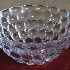 Orrefors Crystal Hallon Raspberry, bowl for Rasberry Series. Orrefors Sweden bubble art glass bowl by Anne Nilsson.