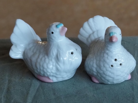陶器製の白い鳥の置物 DECO（デコ）／陶器の白い鳥の置物／スウェーデン／ビンテージ／I0113