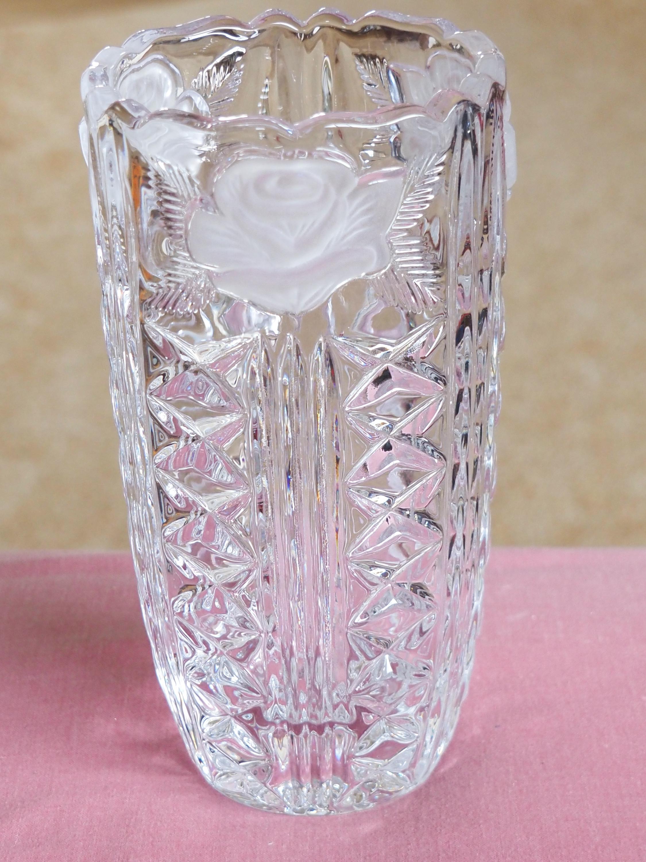 ヴィンテージ アンナ ヒュッテ 重厚鉛クリスタルガラス フロストローズ