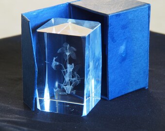 Glass Paper Weight with Fairy and Flowers
