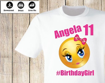 Emoji iron on transfers Emoji Birthday Girl iron on transfers Emoji Birthday party t-shirt Emoji Party iron on t-shirt transfer Digital file