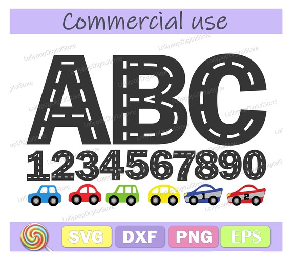 Race Track Alphabet Svg Road Letters and Numbers Clipart Etsy Canada
