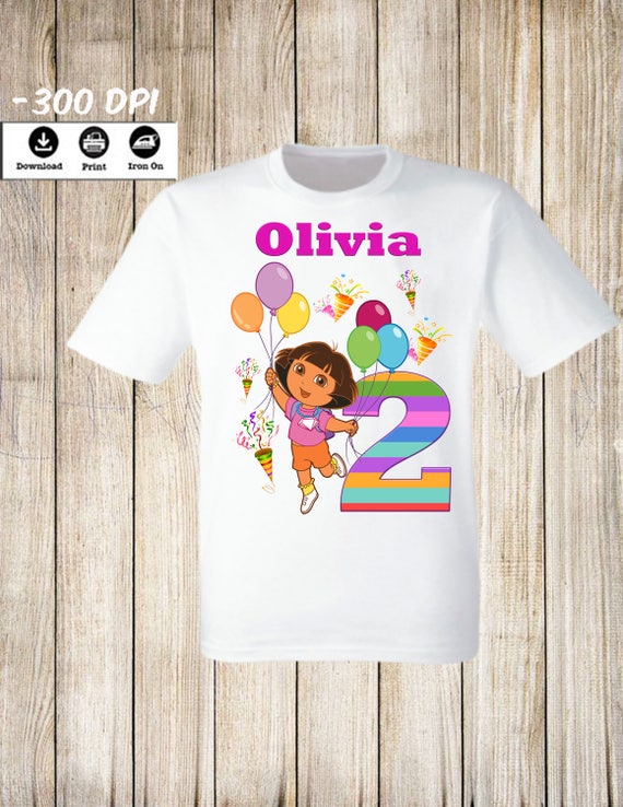 Dora the Explorer Personalised T-shirt Boys//Girls Birthday Age 1-13 T-Shirt//Top