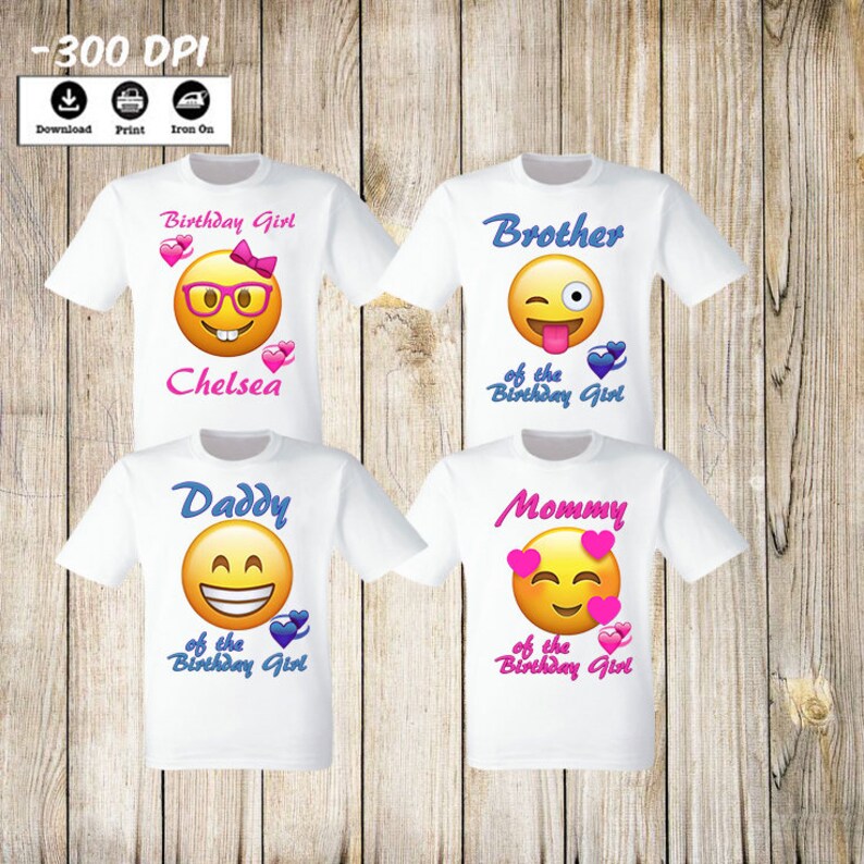 Emoji Party Iron on Transfers 4 Shirts Emoji Birthday Party Etsy