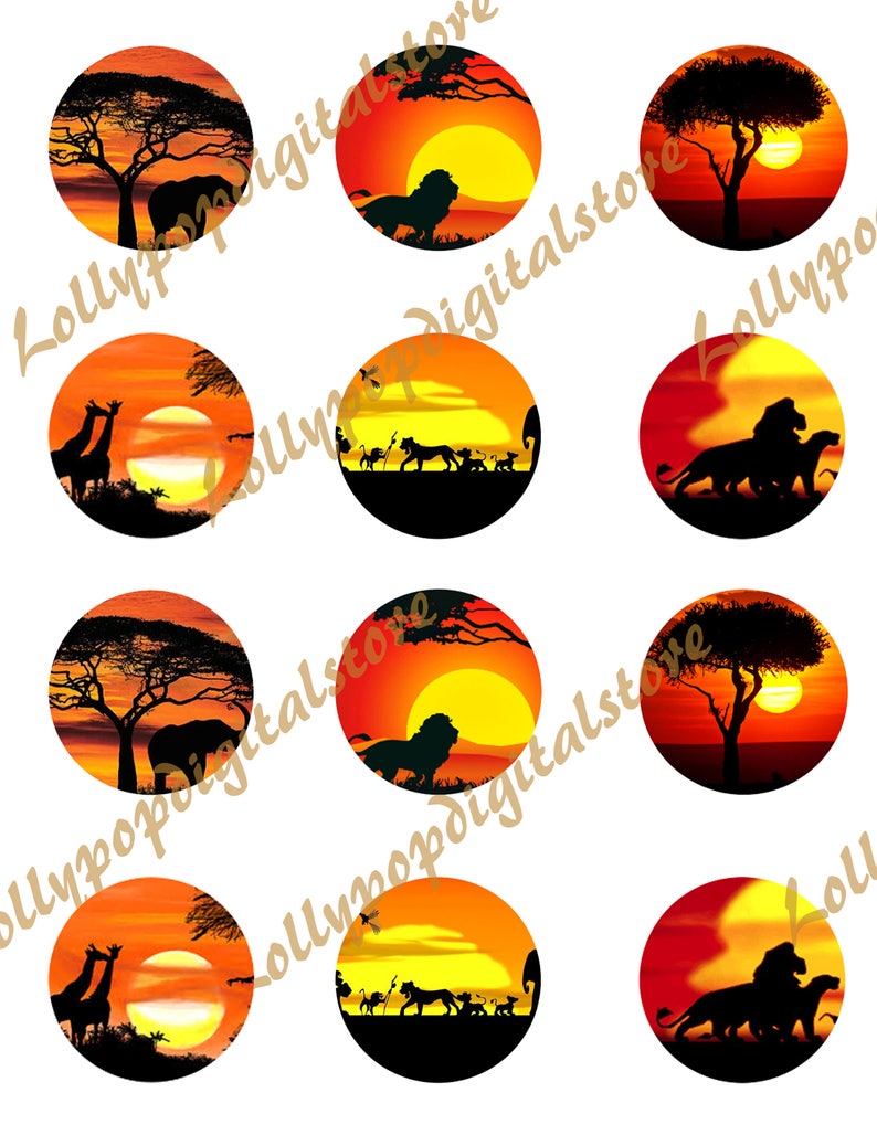 Edible Lion King party cupcake Toppers. Lion King Cup Cake