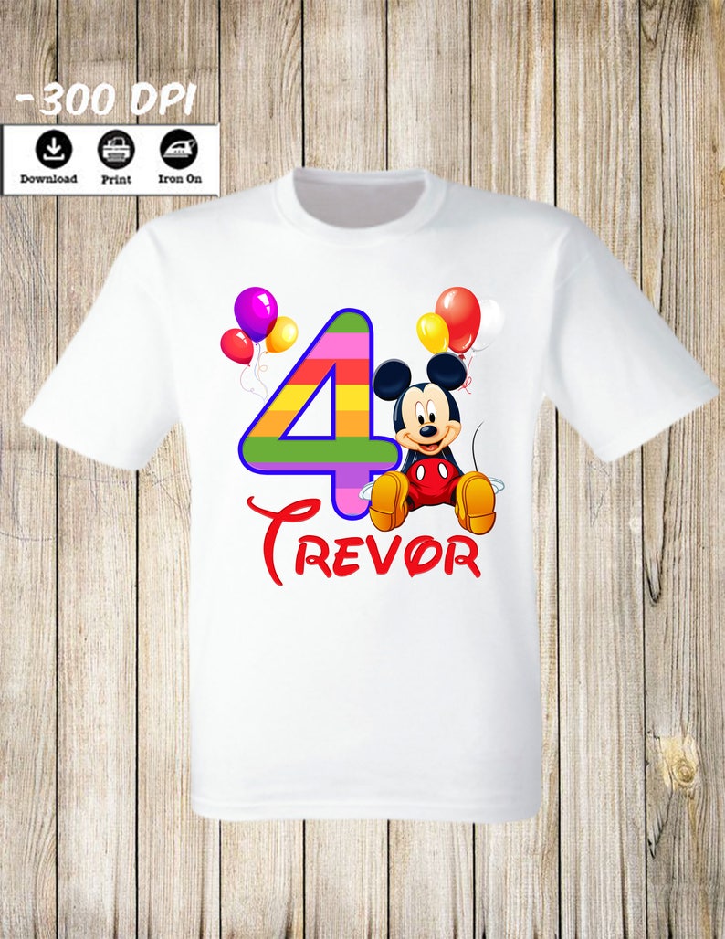 Mickey Mouse Birthday party iron on transfer tshirt Personalized Name and age Birthday boy Party Image Mickey mouse iron on transfer digital