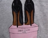 Hand-painted T-shirt - Jimmy Choo Shoes Pink box Black Shoes