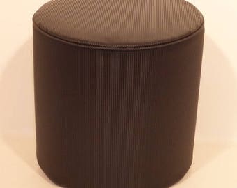 Ottoman black faux leather with thin stripes tone on tone 3024