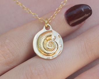アンモナイト化石シェルネックレス、本物のアンモナイトネックレス