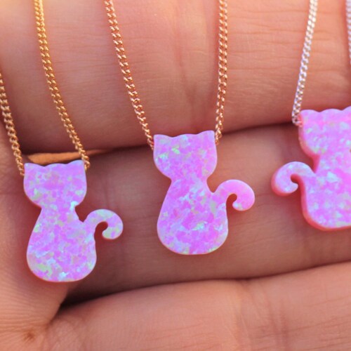 Cat Necklace Engraving Pendant Sterling Silver Gold & Etsy