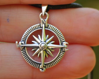Collana con bussola in argento, ciondolo bussola per uomo e donna, regalo perfetto per tutti i giorni, gioiello di laurea, collana con bussola, regalo di viaggio sicuro per skipper
