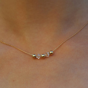 Small Gold Ball Beads Necklace, Gold Filled Necklace, Gold Choker Necklace, Dainty Beaded Necklace, Minimalist Simple Women Choker Jewelry