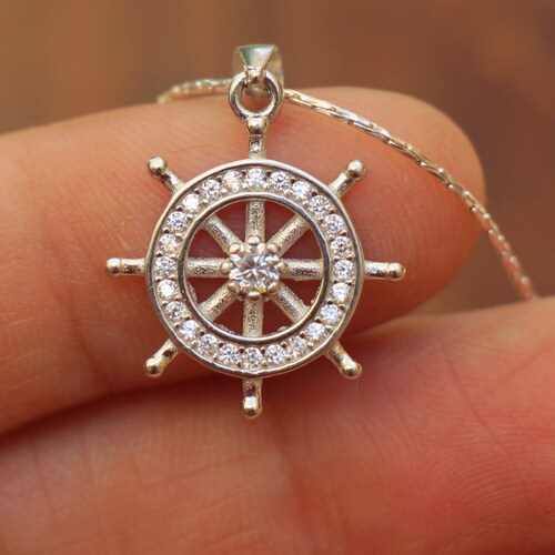 Ship Steering Wheel Necklace Elegant Classic Boat Wheel Etsy