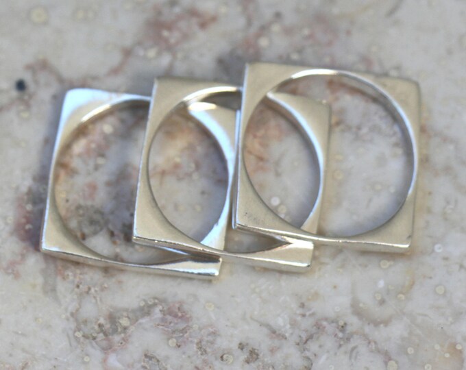 Square Rings, Stacking Geometric Rings, Sterling Silver Gold Plated ...