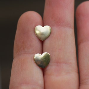 Gold Heart Earrings, Thin 14K Gold Filled Stud Earrings, Women Everyday Studs, Dainty Simple Flat Heart Jewelry, Minimalist Heart Studs Gift