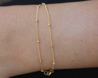 Thin Gold Bracelet, Gold Filled Bracelet, Simple Gold Bracelet, Minimalist Satellite Chain Bracelet, Women Teens Gold Filled jewelry Gift