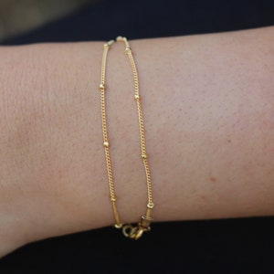 Thin Gold Bracelet, 14K Gold Filled Bracelet, Simple Gold Bracelet, Minimalist Satellite Chain Bracelet, Dainty Gold Filled jewelry Gift