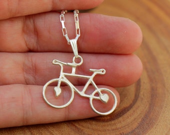 AXELUNA Fahrrad Halskette Aus Sterling Silber – Mini Fahrrad Anhänger, 18+2 Zoll, Geschenk Für Radfahrer