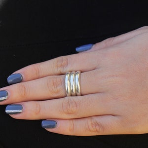 Wide Silver Ring, Wide Band Ring, Semi Round Wire Silver Ring, Statement Silver Ring, Thick Bold Wedding Ring - Wide Boho Elegant Women Ring