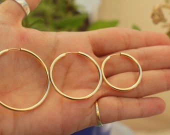 Gold Hoop Earrings, Small Medium Large Endless Women Hoops Jewelry, 27\34\42\48 mm Basic Gold Filled Minimalist Thick Tube Lightweight Hoop