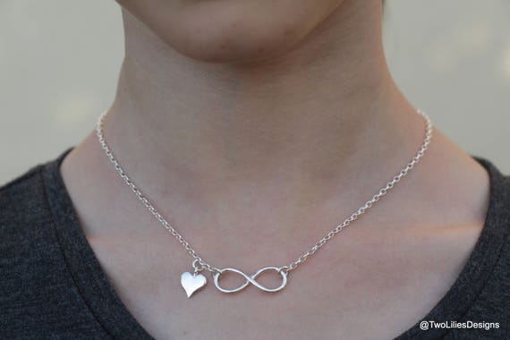 Two-Tone Rose Gold Infinity Heart Diamond Pendant Necklace