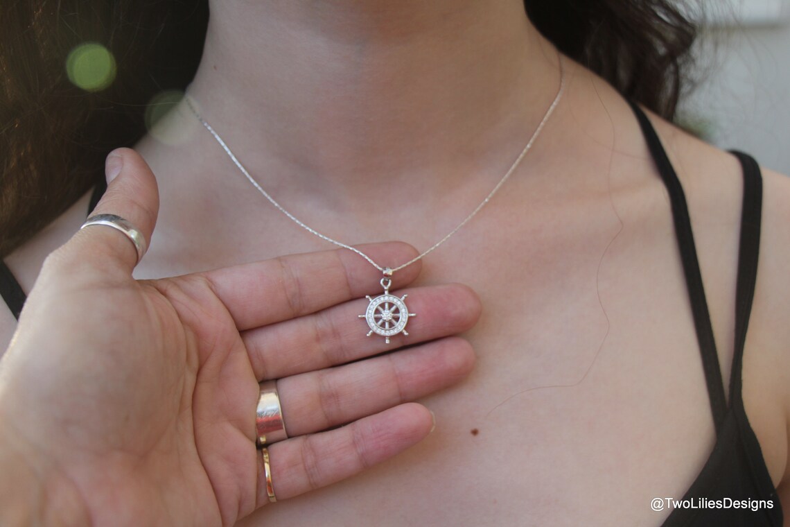 Boat Steering Wheel Necklace Elegant Classic Ship Wheel Etsy