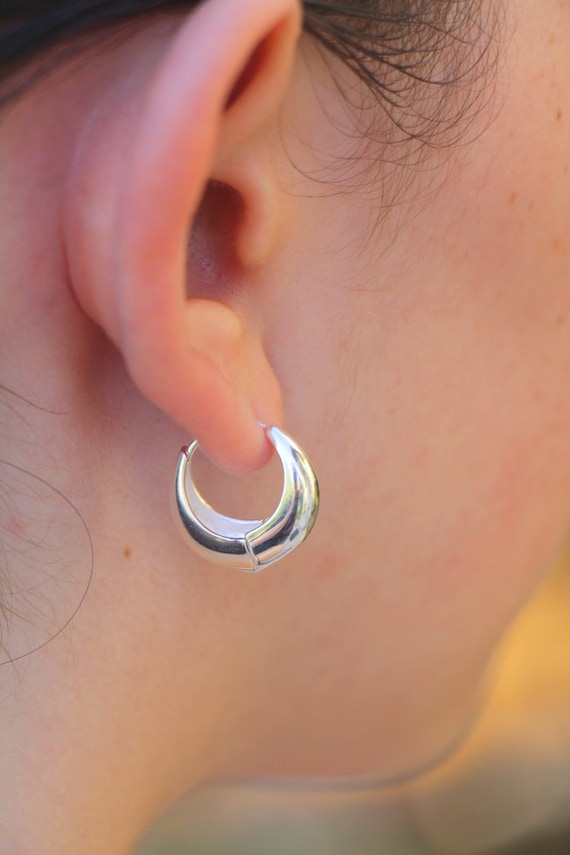 Chubby silver sales hoop earrings