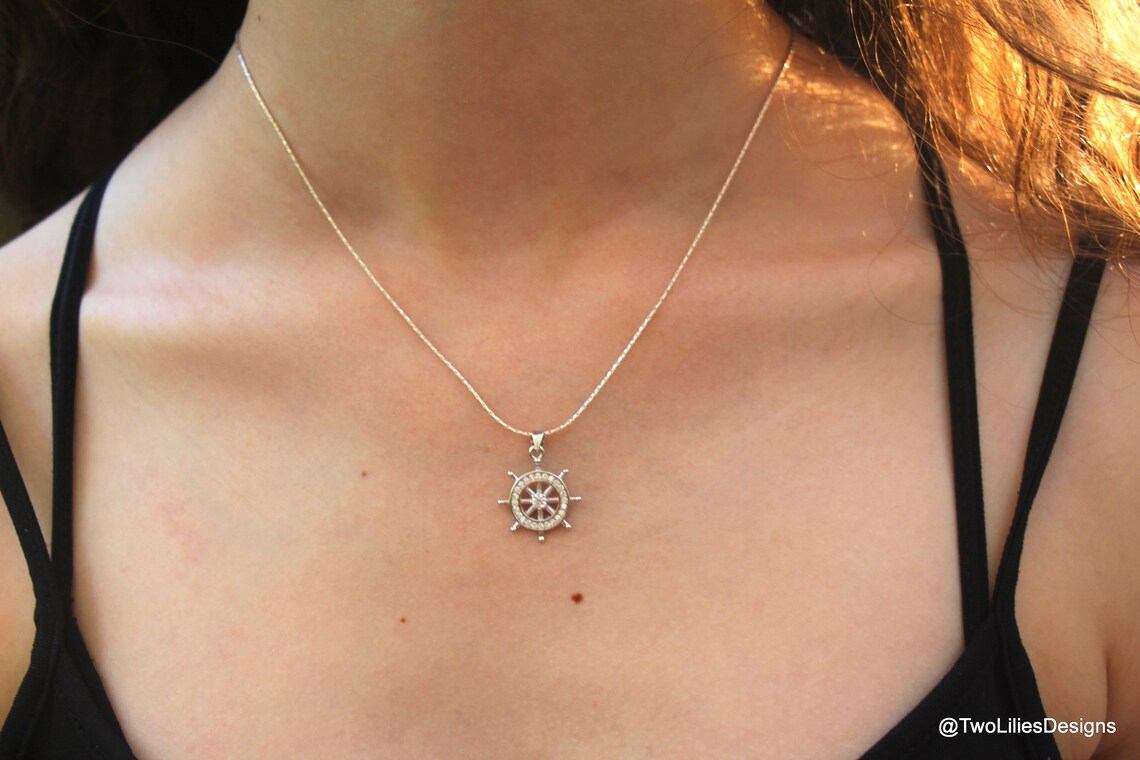 Boat Steering Wheel Necklace Elegant Classic Ship Wheel Etsy