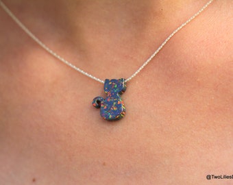 Sterling Silver Synthetic Opal Rectangular Necklace for Women 7/16 X 1/4 inch Sterling Silver Synthetic Opal Rectangular Necklace for Women 7/16 X 1/4 inch