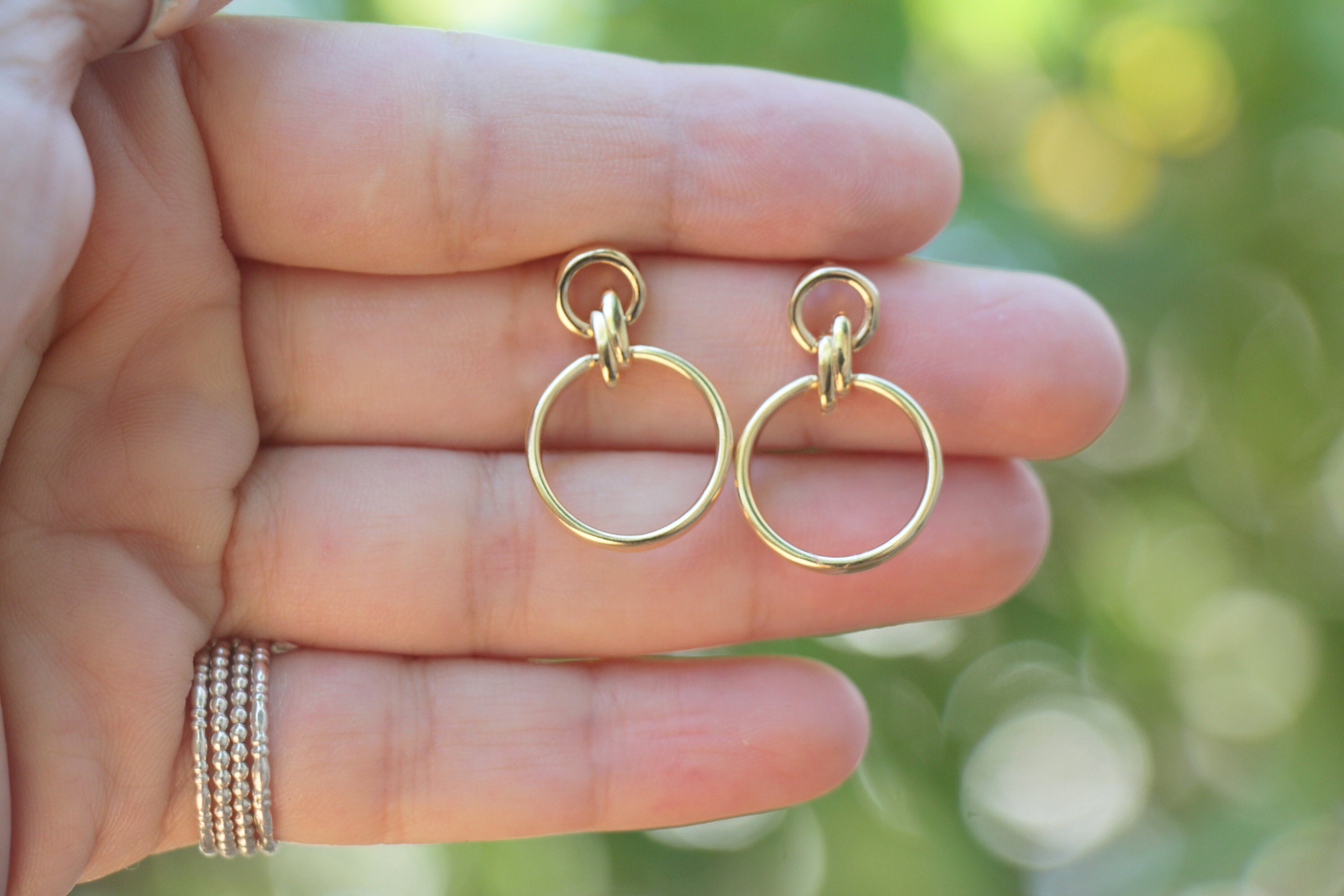 Gold circle shop earrings dangle