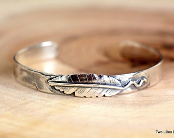Silver Cuff Bracelet, Feather Bracelet, Women Bracelet, Feather Cuff Bracelet, Feather Jewelry, Bracelet For Women, Open Adjustable Bracelet