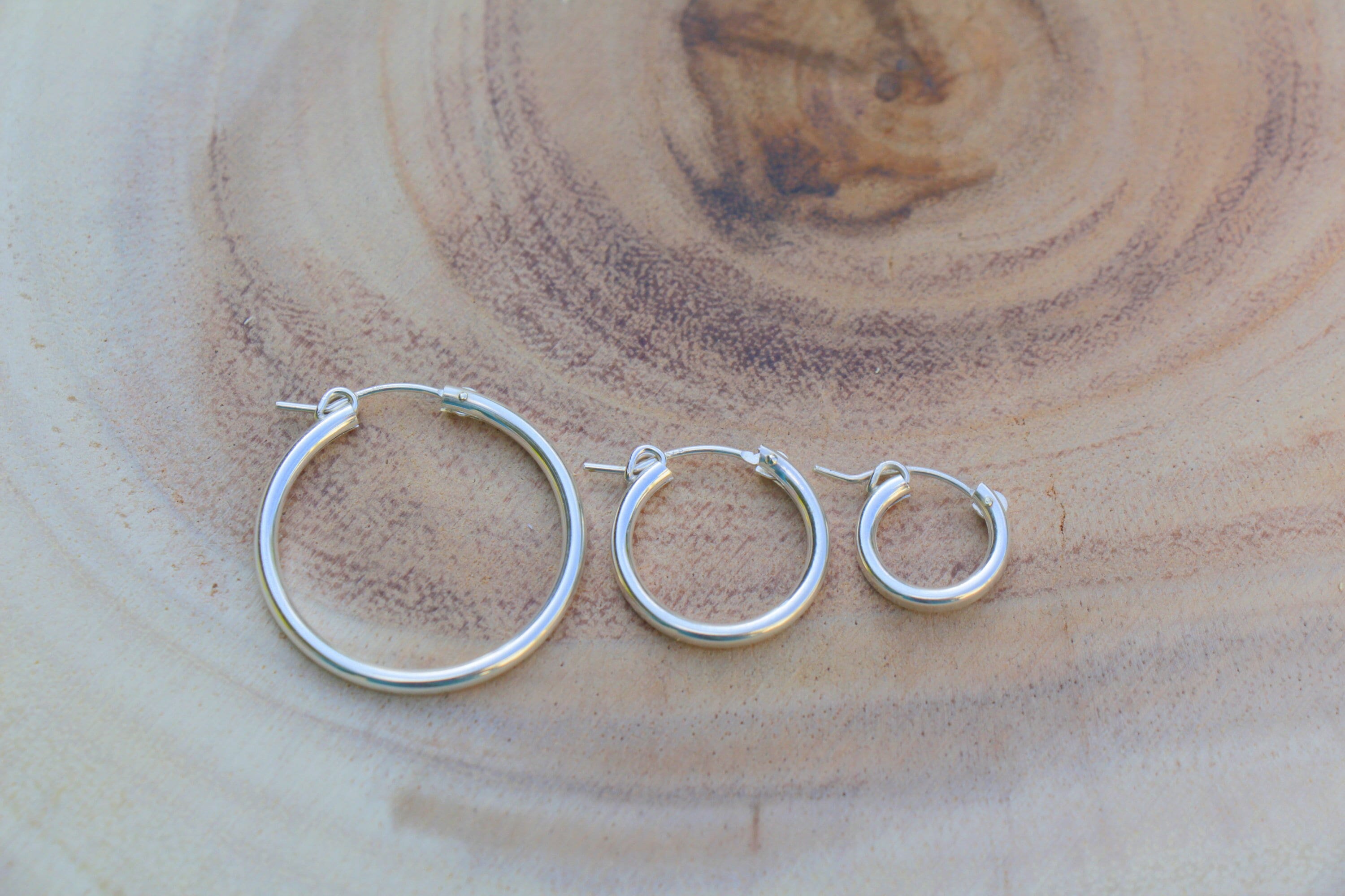 Silver Hoop Earrings, Simple Round Circle Silver Hoops, Small