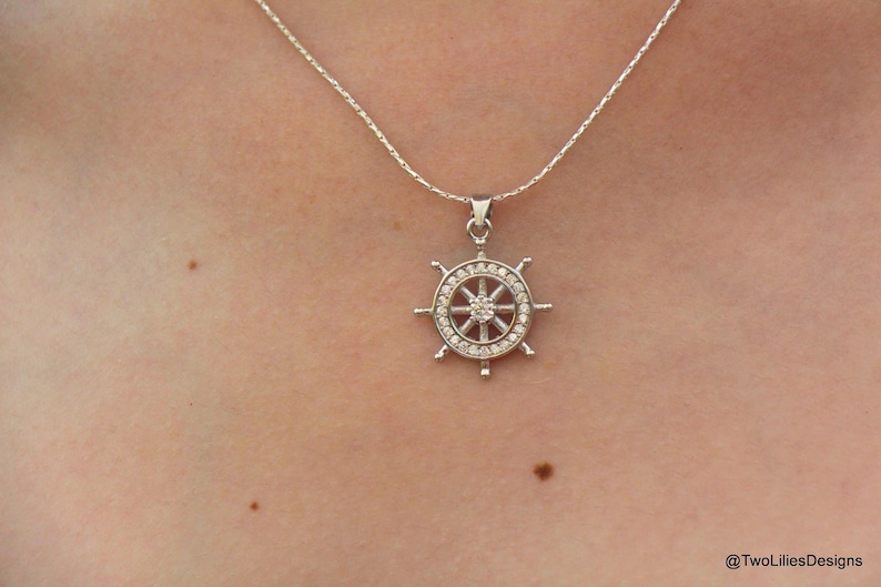 Ship Steering Wheel Necklace Elegant Classic Boat Wheel Etsy