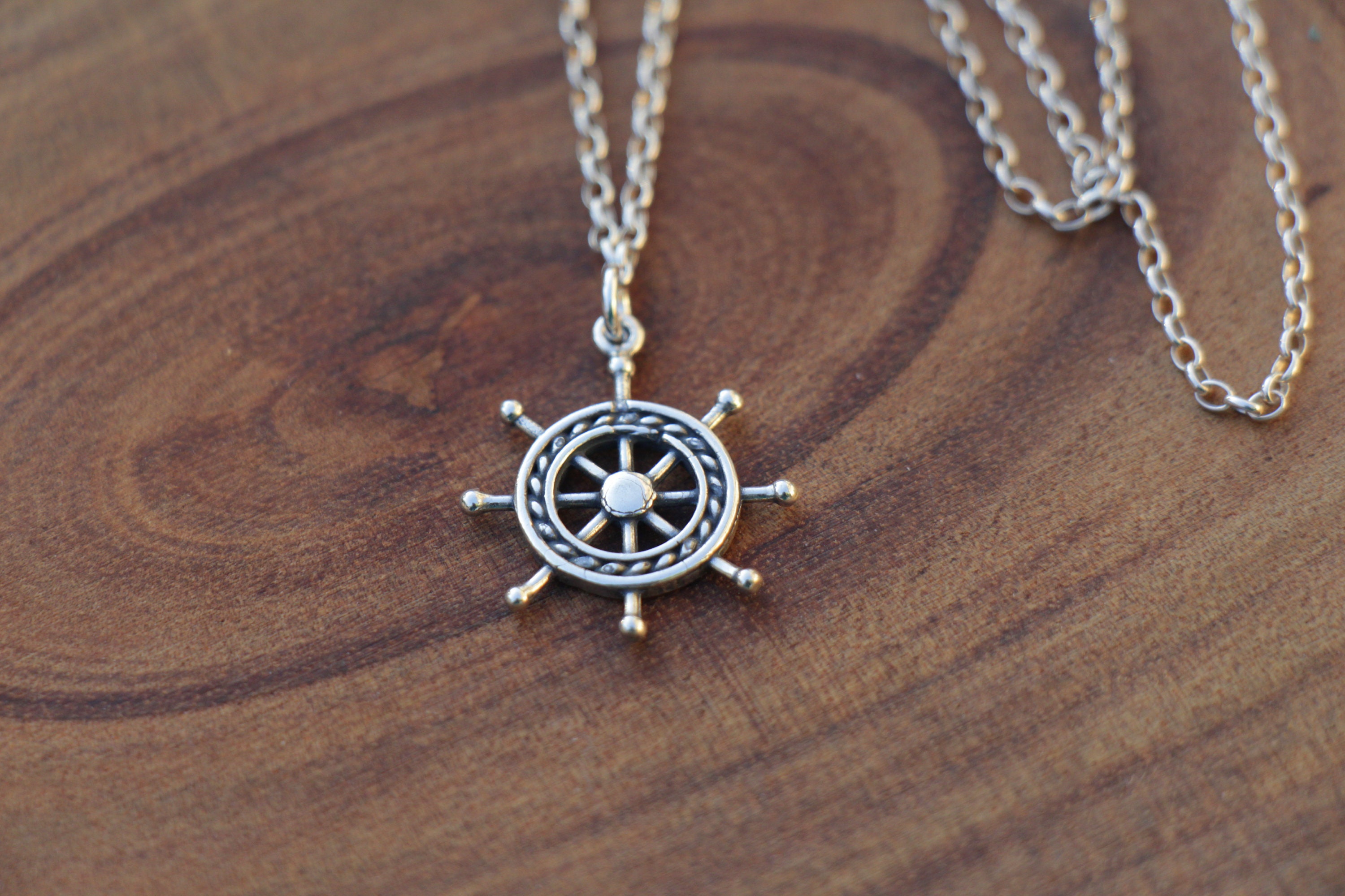Boat Steering Wheel Necklace Classic Ship Wheel Pendant Etsy