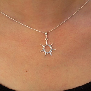 Sun Necklace, Silver Gold Sun Pendant Jewelry, Women Sunburst Pendant, Sunbeam Jewelry, Dainty Celestial Sunshine Solar Eclipse Charm image 9