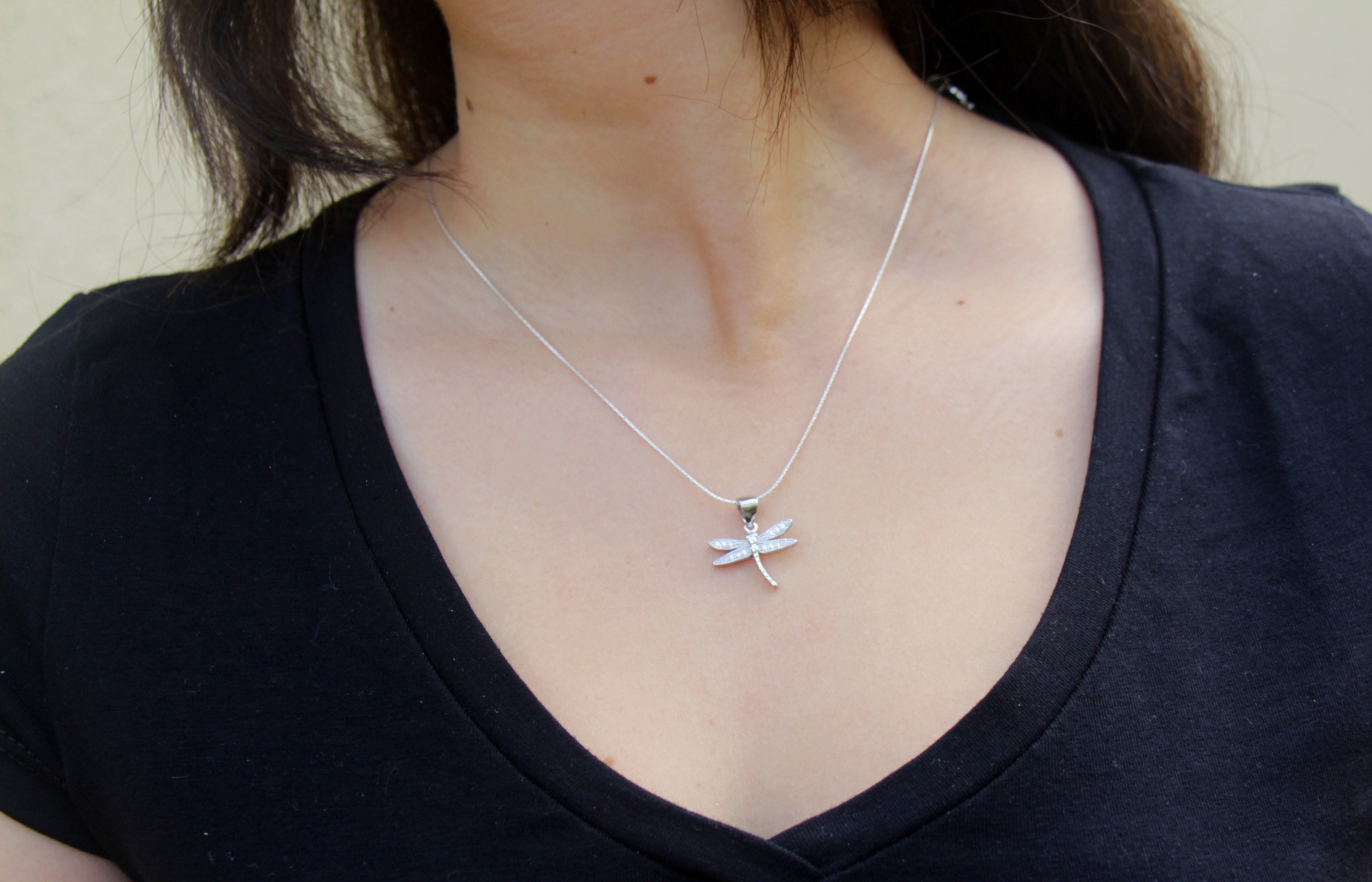 Dragonfly Necklace Silver Dragonfly Jewelry Classic Silver - Etsy