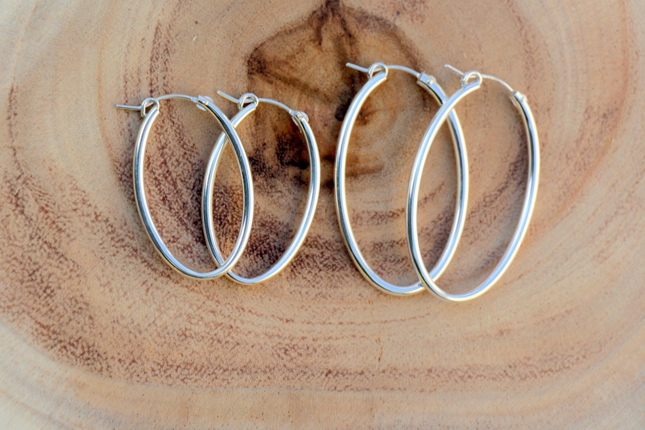 ピアス Oval Volume Earrings #5132 Silver Oval Hoop Earrings, Silver Hoops, Oval Earrings