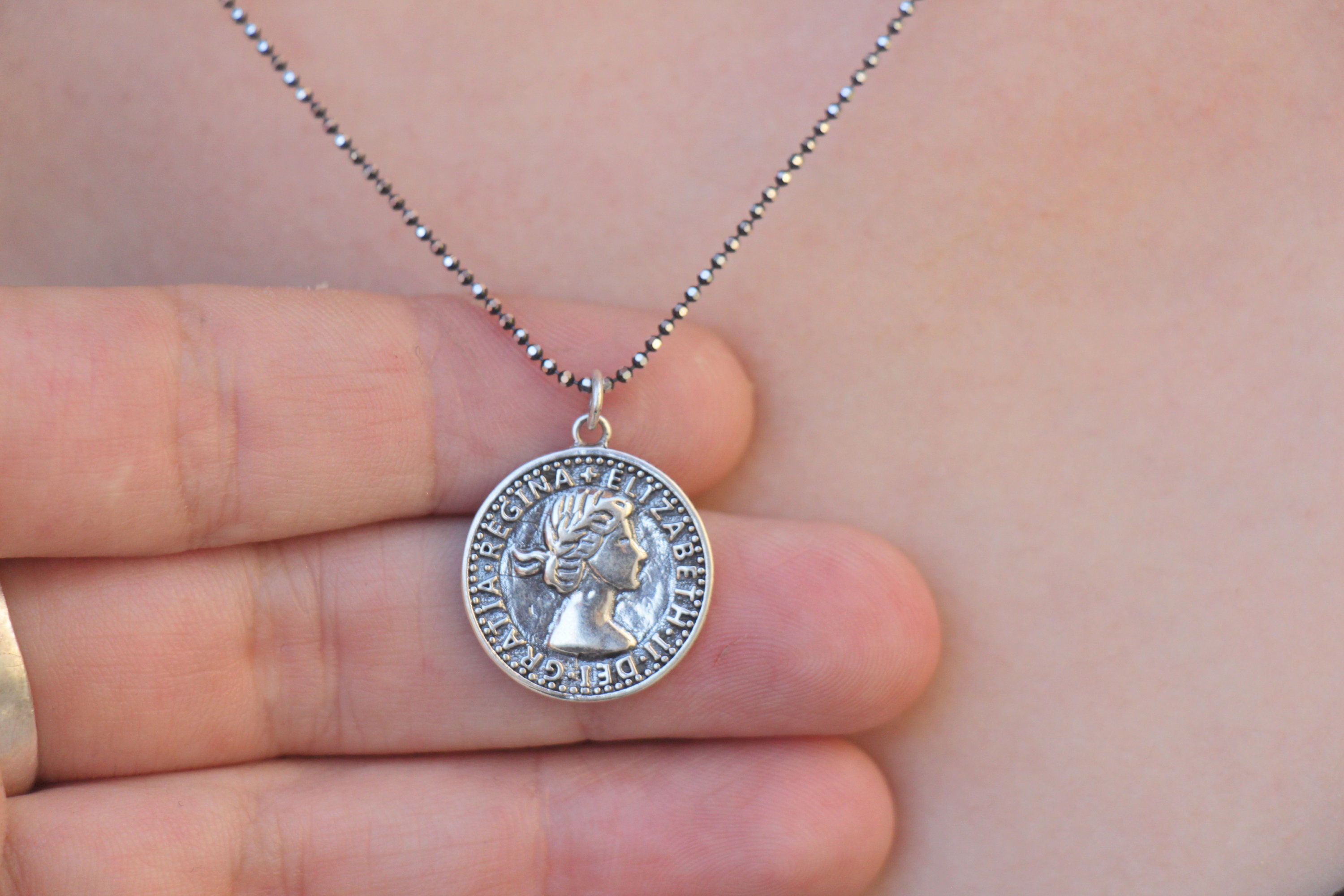 ネックレス・チョーカー Coin/Medallion Silver & Brass Pendant with Chain Necklace il_fullxfull.2159449142_8po2.jpg